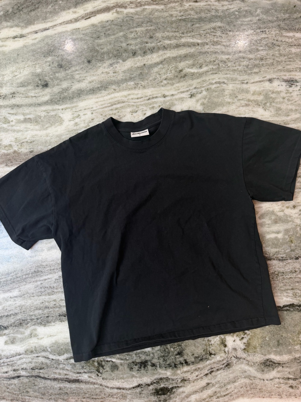 Women's Black Short-Sleeve Heavyweight Crewneck Tee by